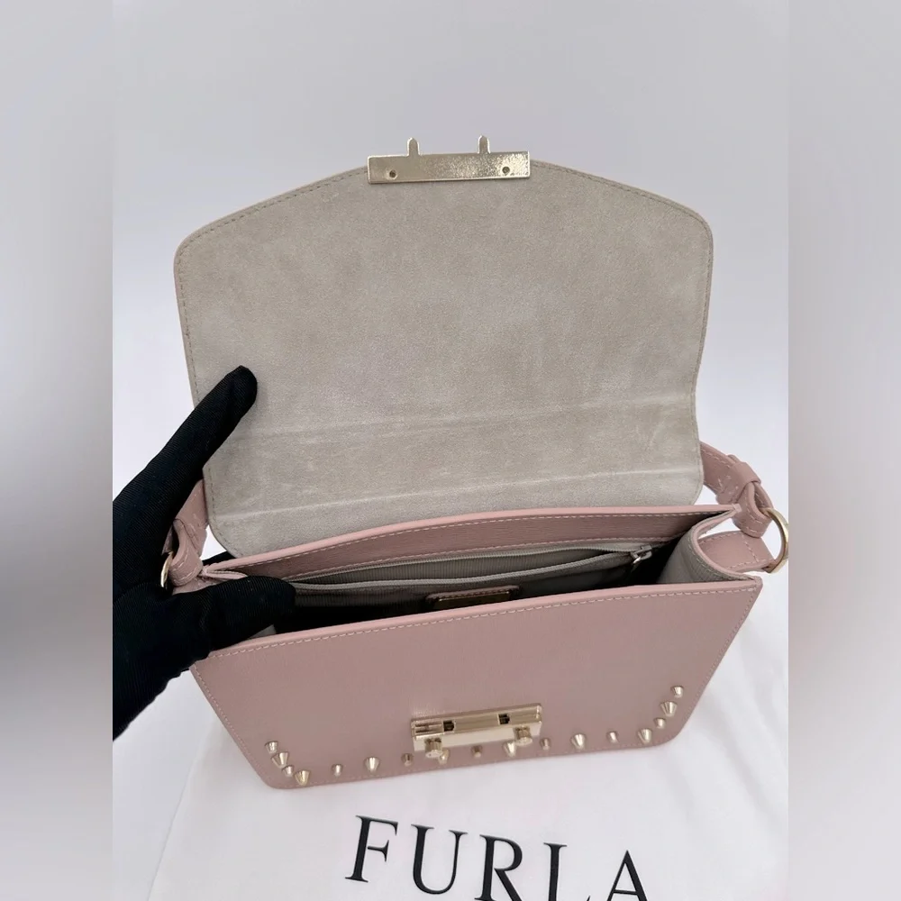 NWOT Furla Julia Pink Studded Bag